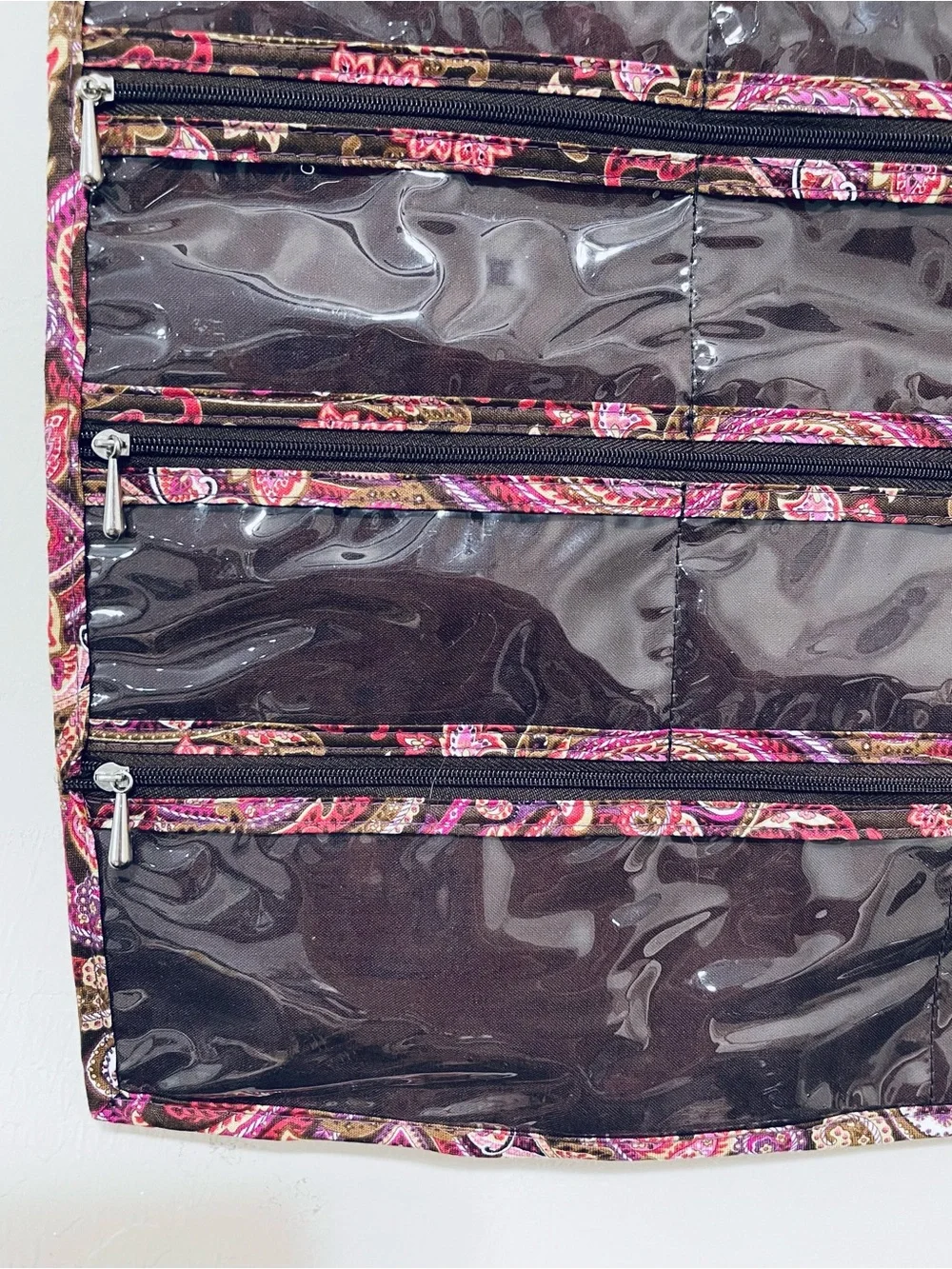 Raymond Waites Hanging Jewelry Organizer Paisley Double Sided Zippered Pockets
